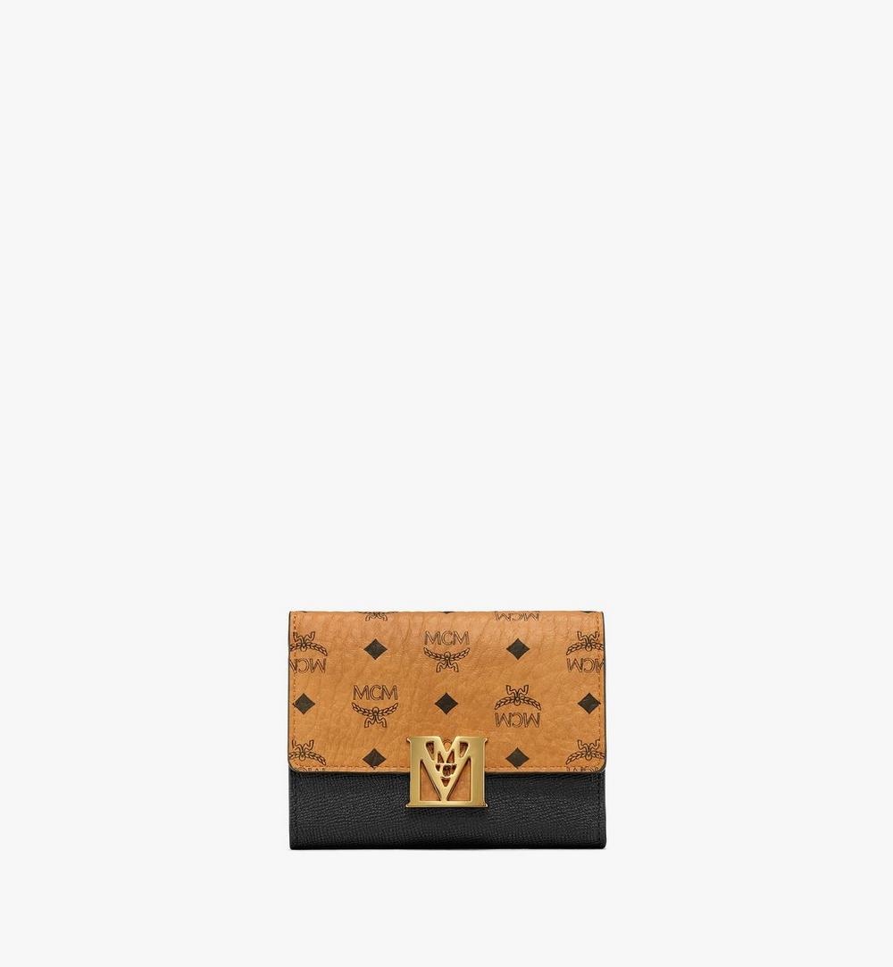 Mena Trifold Wallet in Visetos Leather Block 1